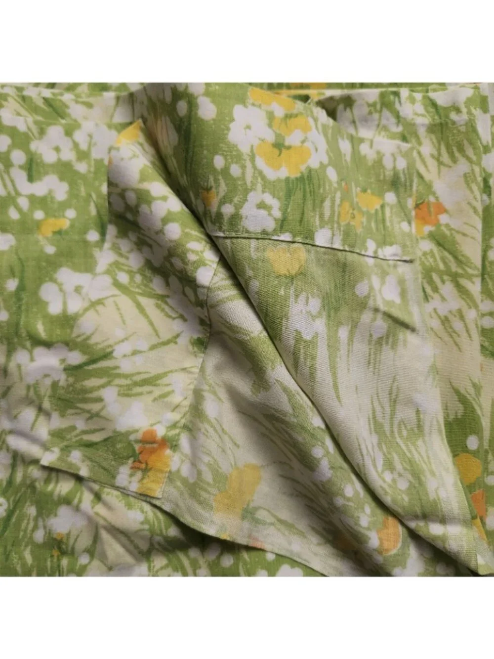 Vintage Green Floral Dan River Dantrel King Size Flat Sheet 100